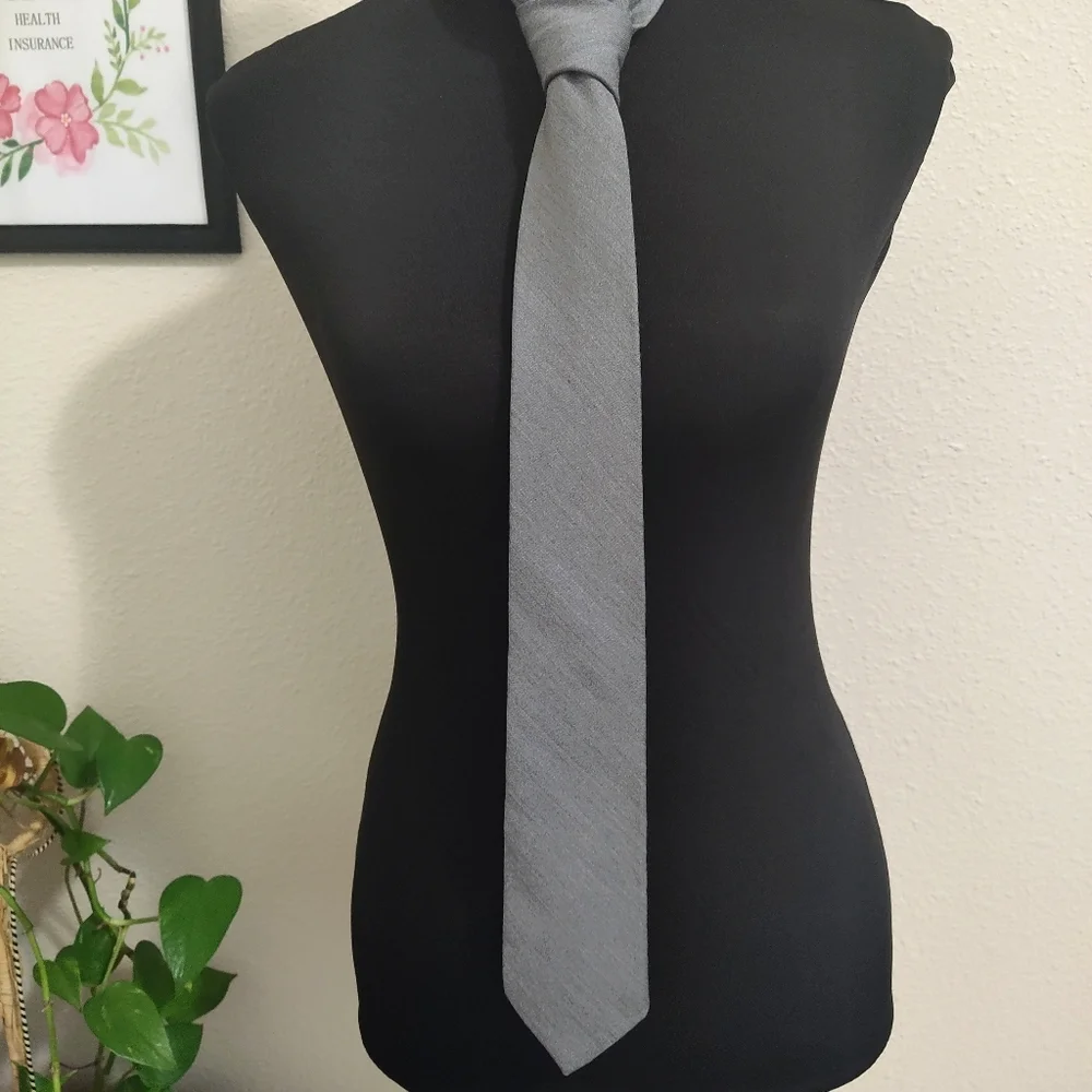 NWT Express Men's Silk Viscose Gray Necktie 58% Silk 42% Viscose